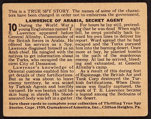 R156 1939 Gumakers of America Thrilling True Spy Stories